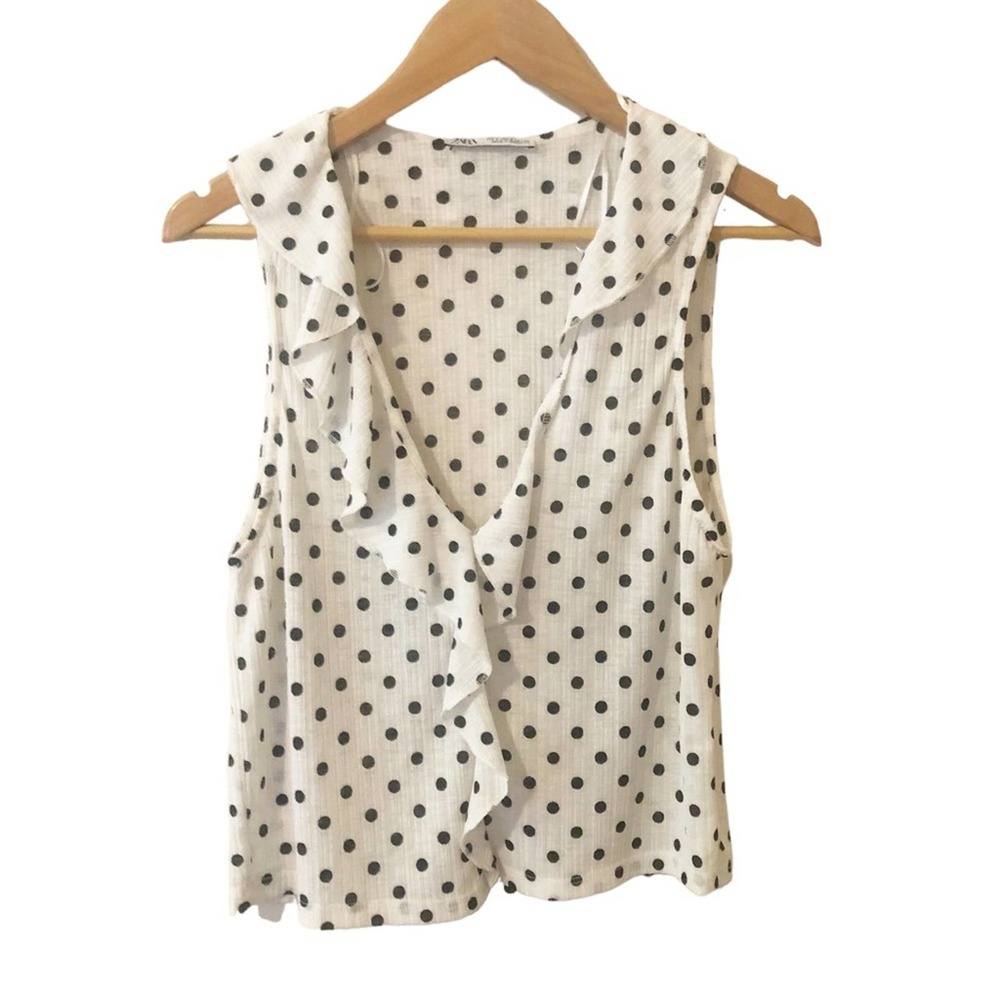 Zara Polka Dot Ruffle Tank Small - Picture 4 of 5